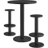 Neo 3 Piece Round Indoor Outdoor Bar Dining Set in Brushed Black Acacia Wood