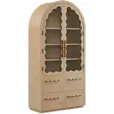 Rory 76" Arched Kitchen Dining Cabinet in Light Oak Brown Finish