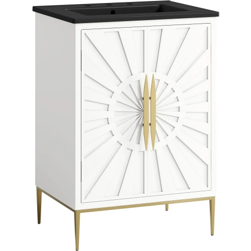 Awaken 24" Bathroom Vanity in White Finish & Black Ceramic