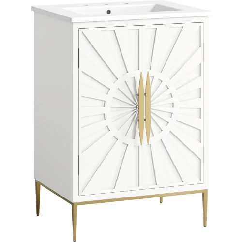 Awaken 24" Bathroom Vanity in White Finish & White Ceramic
