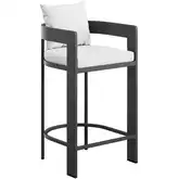 Tahoe Outdoor Bar Stool Chair in Aluminum & White Fabric