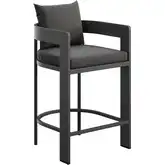 Tahoe Outdoor Counter Stool in Aluminum & Charcoal Gray Fabric