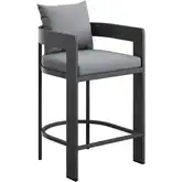 Tahoe Outdoor Counter Stool in Aluminum & Gray Fabric