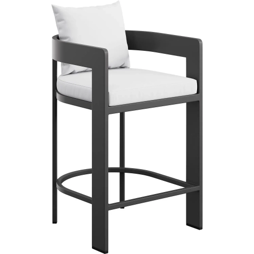 Tahoe Outdoor Counter Stool in Aluminum & White Fabric