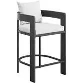 Tahoe Outdoor Counter Stool in Aluminum & White Fabric