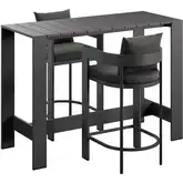 Tahoe 3 Piece Outdoor Bar Set in Aluminum & Charcoal Gray Fabric