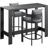 Tahoe 3 Piece Outdoor Bar Set in Aluminum & Gray Fabric