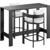 Tahoe 3 Piece Outdoor Bar Set in Aluminum & White Fabric