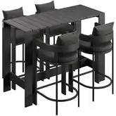 Tahoe 5 Piece Outdoor Bar Set in Aluminum & Charcoal Gray Fabric
