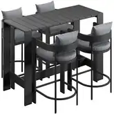 Tahoe 5 Piece Outdoor Bar Set in Aluminum & Gray Fabric