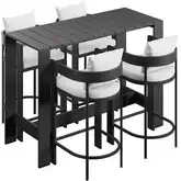 Tahoe 5 Piece Outdoor Bar Set in Aluminum & White Fabric