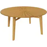 Cielo 59" Outdoor Round Sunburst Dining Table in Natural Teak Wood