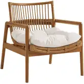 Tula Accent Lounge Chair in Brown Wood, Rattan & Neutral Fabric