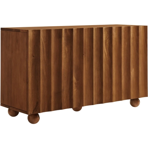 Sorren 54" Scalloped 3 Door Sideboard in Walnut Brown Finish Wood
