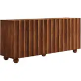 Sorren 72" Scalloped 4 Door Sideboard in Walnut Brown Finish Wood