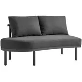 Porta Outdoor Left Arm Facing Sectional Sofa Unit in Gray Fabric & Charcoal Aluminum