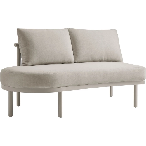 Porta Outdoor Left Arm Facing Sectional Sofa Unit in Stone Fabric & Khaki Aluminum