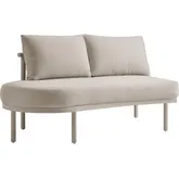 Porta Outdoor Left Arm Facing Sectional Sofa Unit in Stone Fabric & Khaki Aluminum