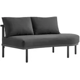 Porta Outdoor Right Arm Facing Sectional Sofa Unit in Gray Fabric & Charcoal Aluminum