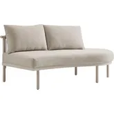 Porta Outdoor Right Arm Facing Sectional Sofa Unit in Stone Fabric & Khaki Aluminum