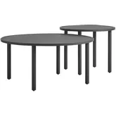 Porta 2 Piece Nesting Outdoor Coffee Table Set in Charcoal Gray Aluminum