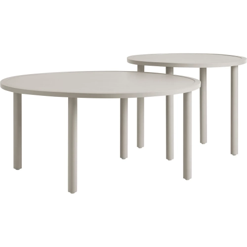 Porta 2 Piece Nesting Outdoor Coffee Table Set in Khaki Brown Aluminum