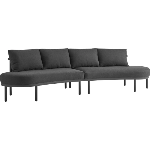 Porta 2 Piece Outdoor Modular Sectional Sofa in Gray Fabric & Charcoal Aluminum