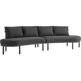 Porta 2 Piece Outdoor Modular Sectional Sofa in Gray Fabric & Charcoal Aluminum