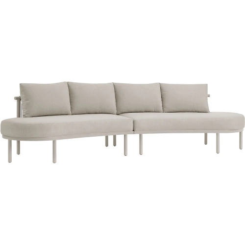Porta 2 Piece Outdoor Modular Sectional Sofa in Stone Fabric & Khaki Aluminum