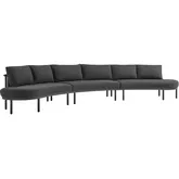 Porta 3 Piece Outdoor Modular Sectional Sofa in Gray Fabric & Charcoal Aluminum