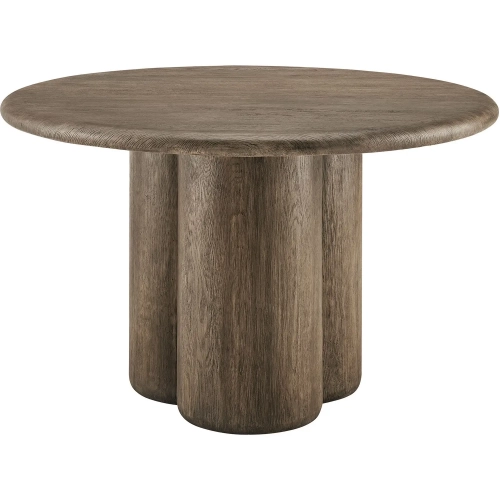 Tori 48" Round Indoor Outdoor Dining Table in Weathered Walnut Look Concrete