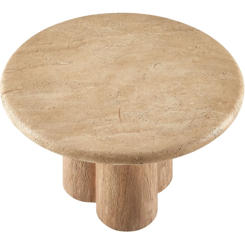 Tori 31" Round Indoor Outdoor Coffee Table in Gray Wood Look Concrete