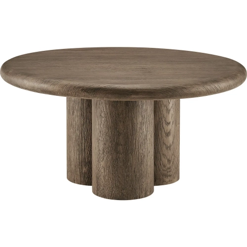 Tori 31" Round Indoor Outdoor Coffee Table in Weathered Walnut Look Concrete