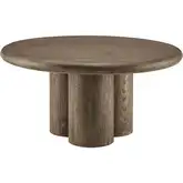 Tori 31" Round Indoor Outdoor Coffee Table in Weathered Walnut Look Concrete