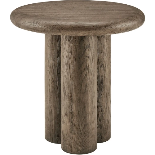 Tori 20" Round Indoor Outdoor Side Table in Weathered Walnut Look Concrete