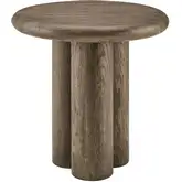 Tori 20" Round Indoor Outdoor Side Table in Weathered Walnut Look Concrete