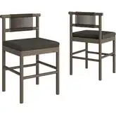Eleni Outdoor Counter Stool in Weathered Gray Teak, Rope & Flint Gray Fabric (Set of 2)