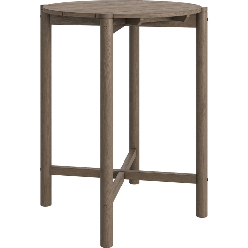 Eleni Outdoor 35" Round Bar Dining Table Weathered Gray Teak