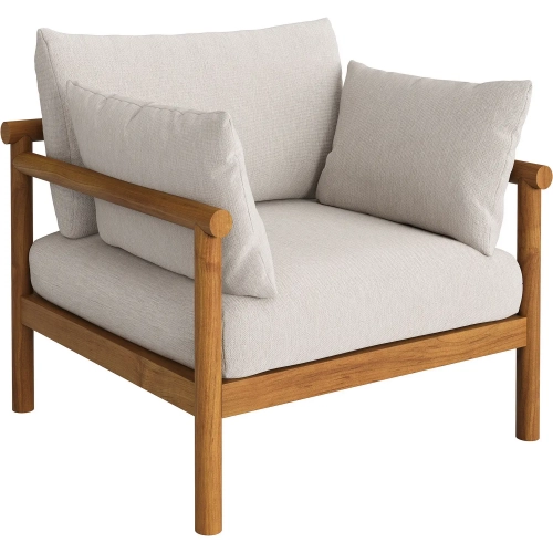 Eleni Outdoor Accent Arm Chair in Natural Teak & Sail White Fabric
