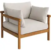 Eleni Outdoor Accent Arm Chair in Natural Teak & Sail White Fabric