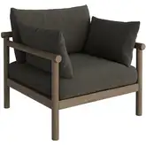 Eleni Outdoor Accent Arm Chair in Weathered Gray Teak & Gray Fabric