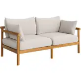 Eleni Outdoor Loveseat in Natural Teak & Sail White Fabric
