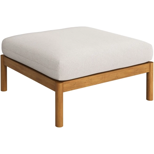 Eleni Square Outdoor Ottoman in Natural Teak & Sail White Fabric