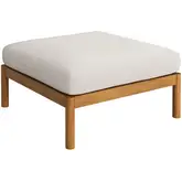 Eleni Square Outdoor Ottoman in Natural Teak & Sail White Fabric