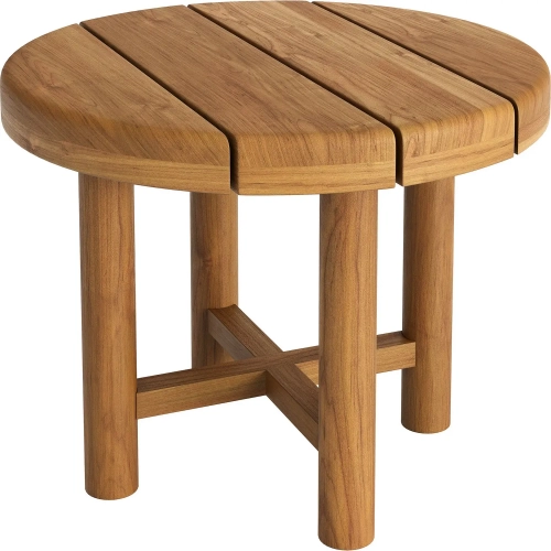 Eleni 20" Round Outdoor Side Table in Natural Teak Wood