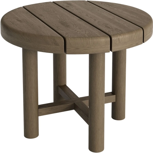 Eleni 20" Round Outdoor Side Table in Weathered Gray Teak Wood