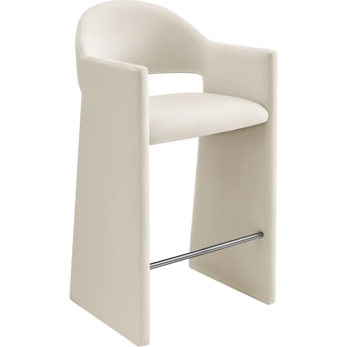 Talia 41" Bar Stool in Alabaster Off White Performance Velvet