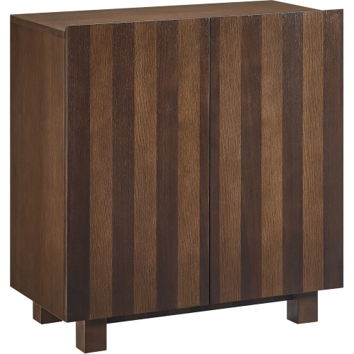 Kline 2 Door Accent Cabinet in Dark Walnut Stripe Wood Veneer