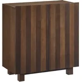 Kline 2 Door Accent Cabinet in Dark Walnut Stripe Wood Veneer