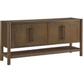Taschen 4 Door Sideboard Cabinet in Walnut Brown Finish Wood & Rope